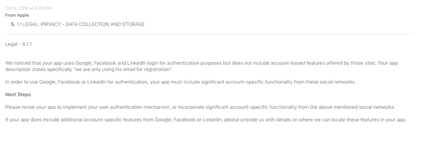 Apple’s App Store Review Guidelines under Legal/Privacy