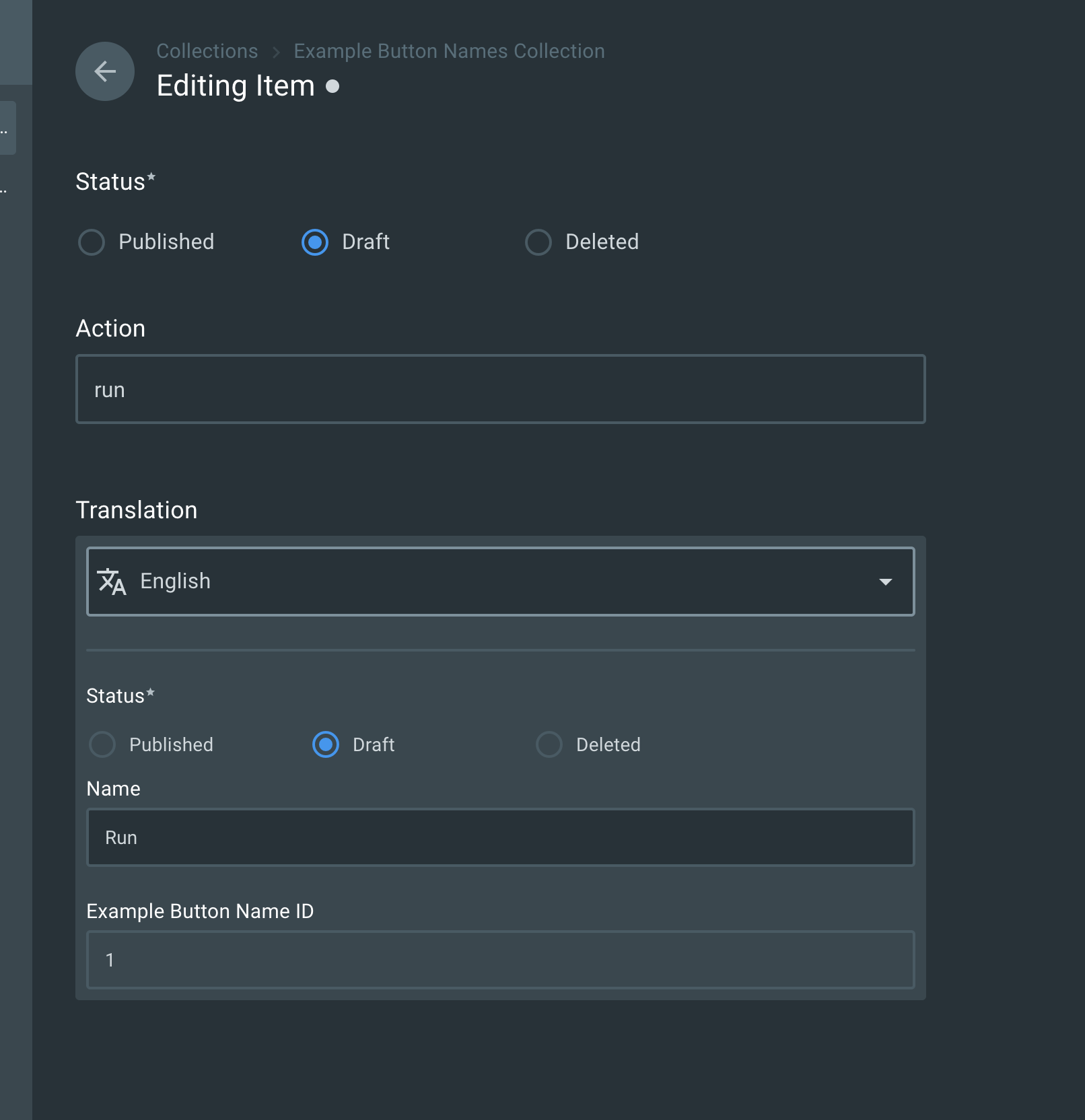 Editing items form screenshot