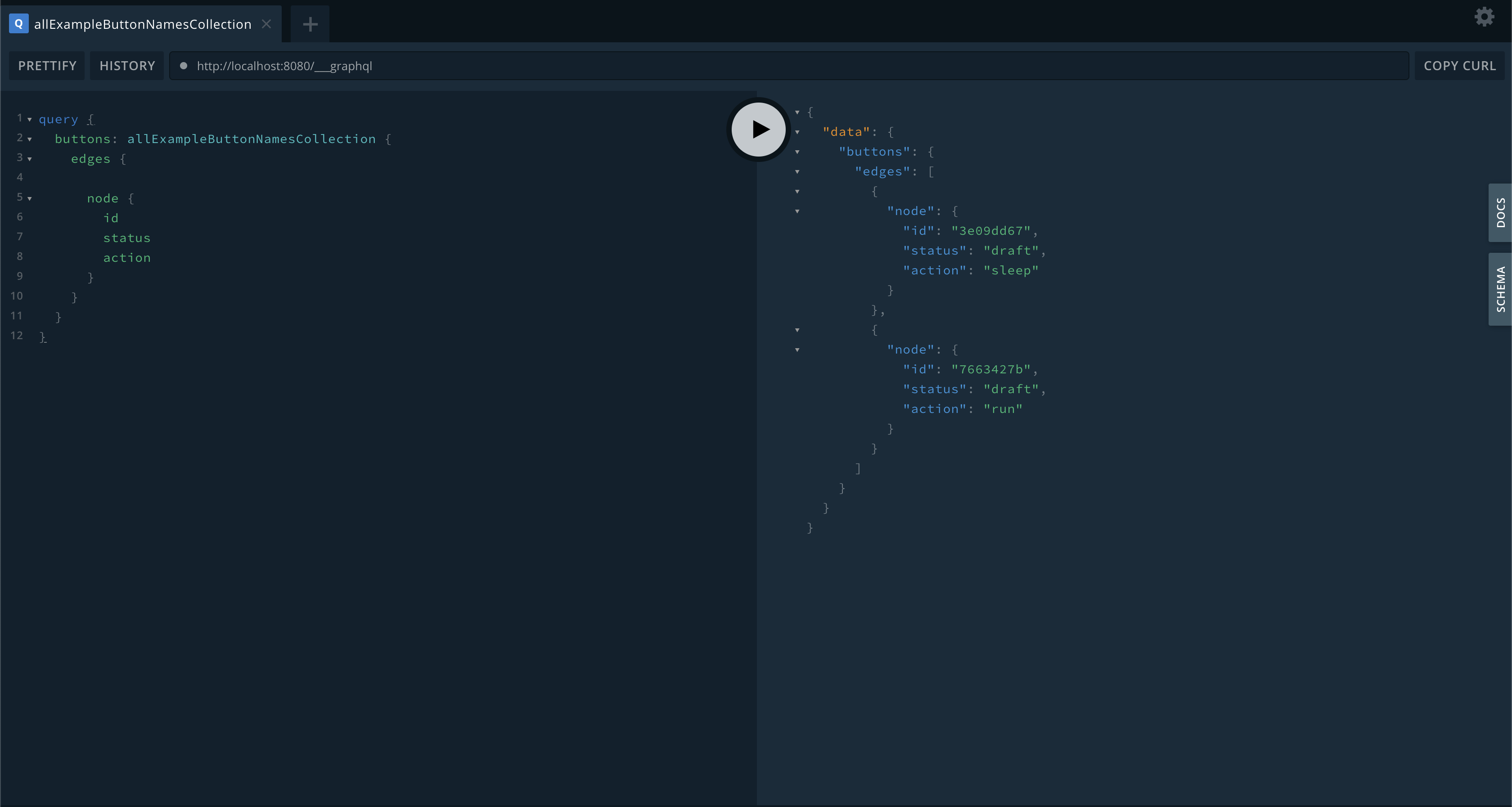 Explore the data layer by using the included graphQL client