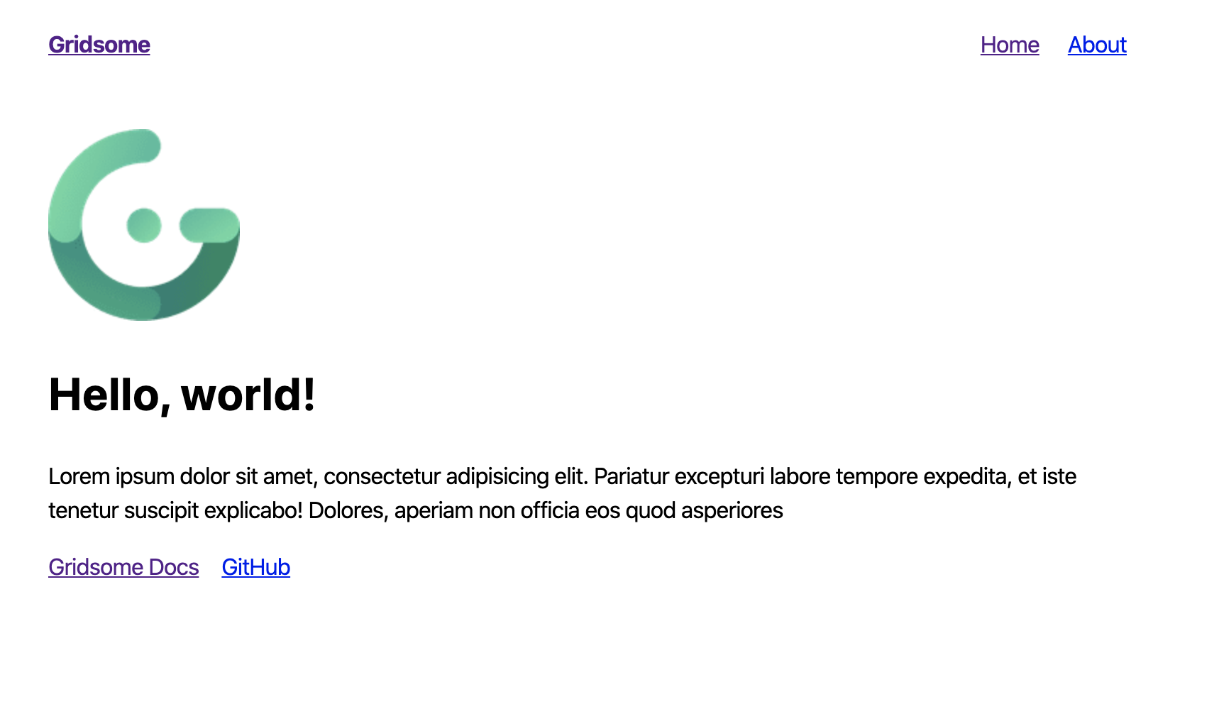 Gridsome hello world page