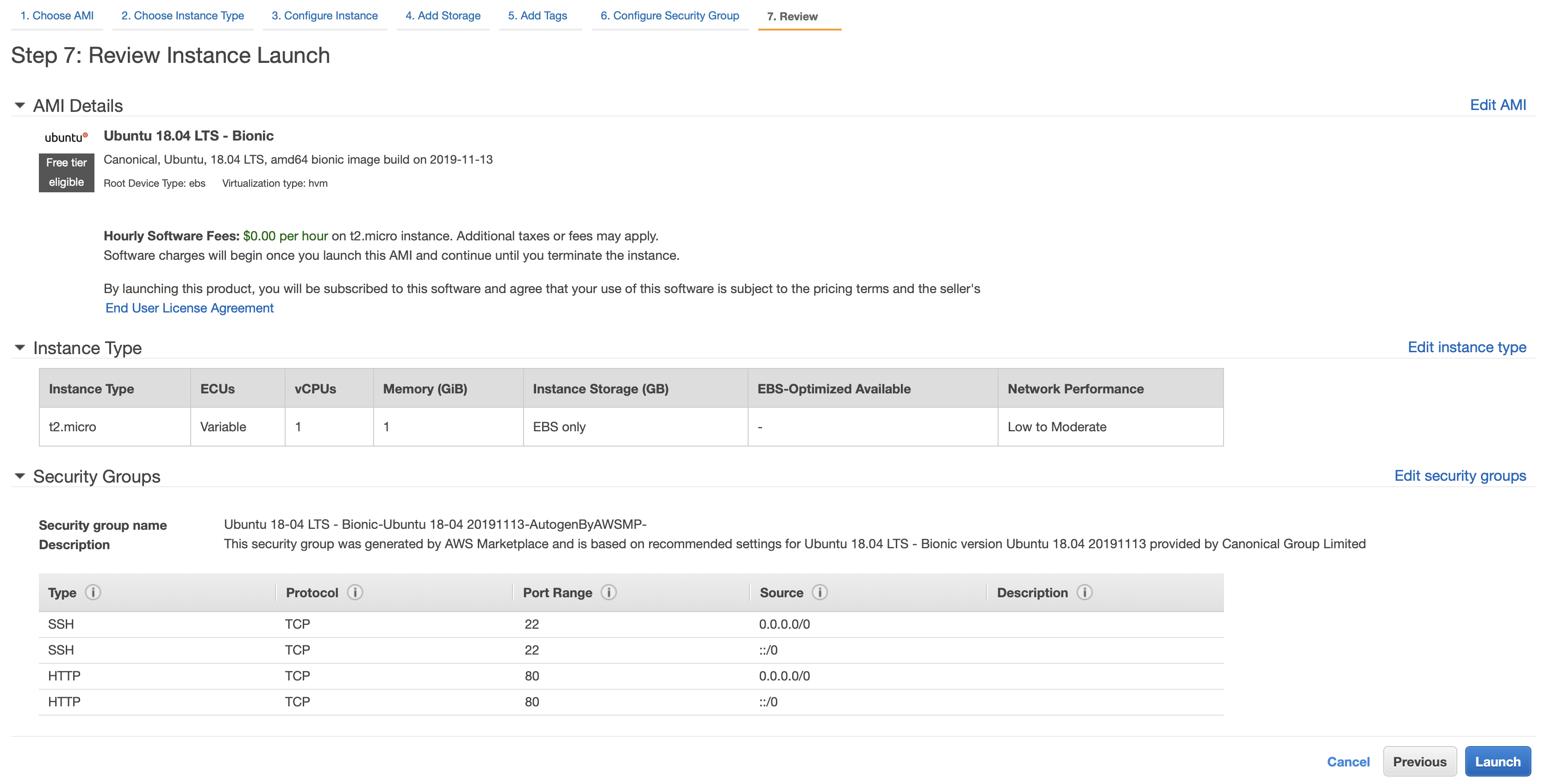 Review instance launch screenshot